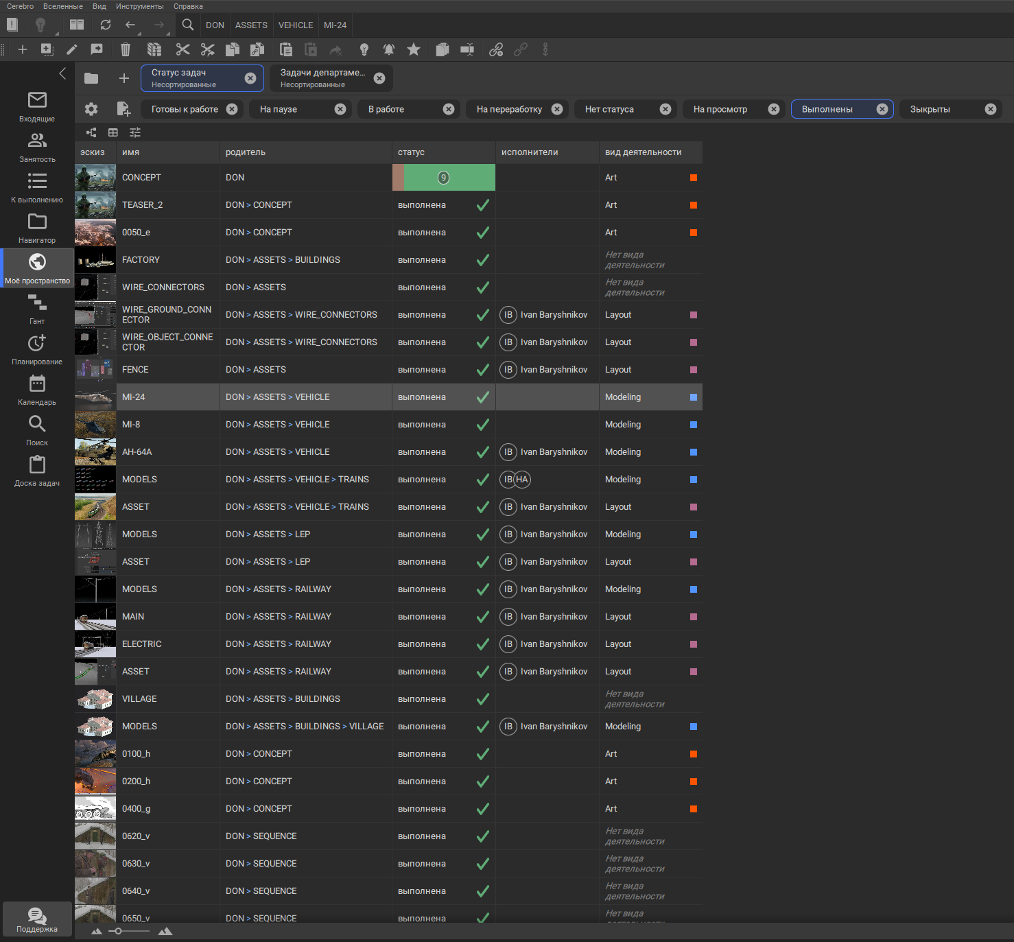 Как выглядит Моё пространство в Cerebro