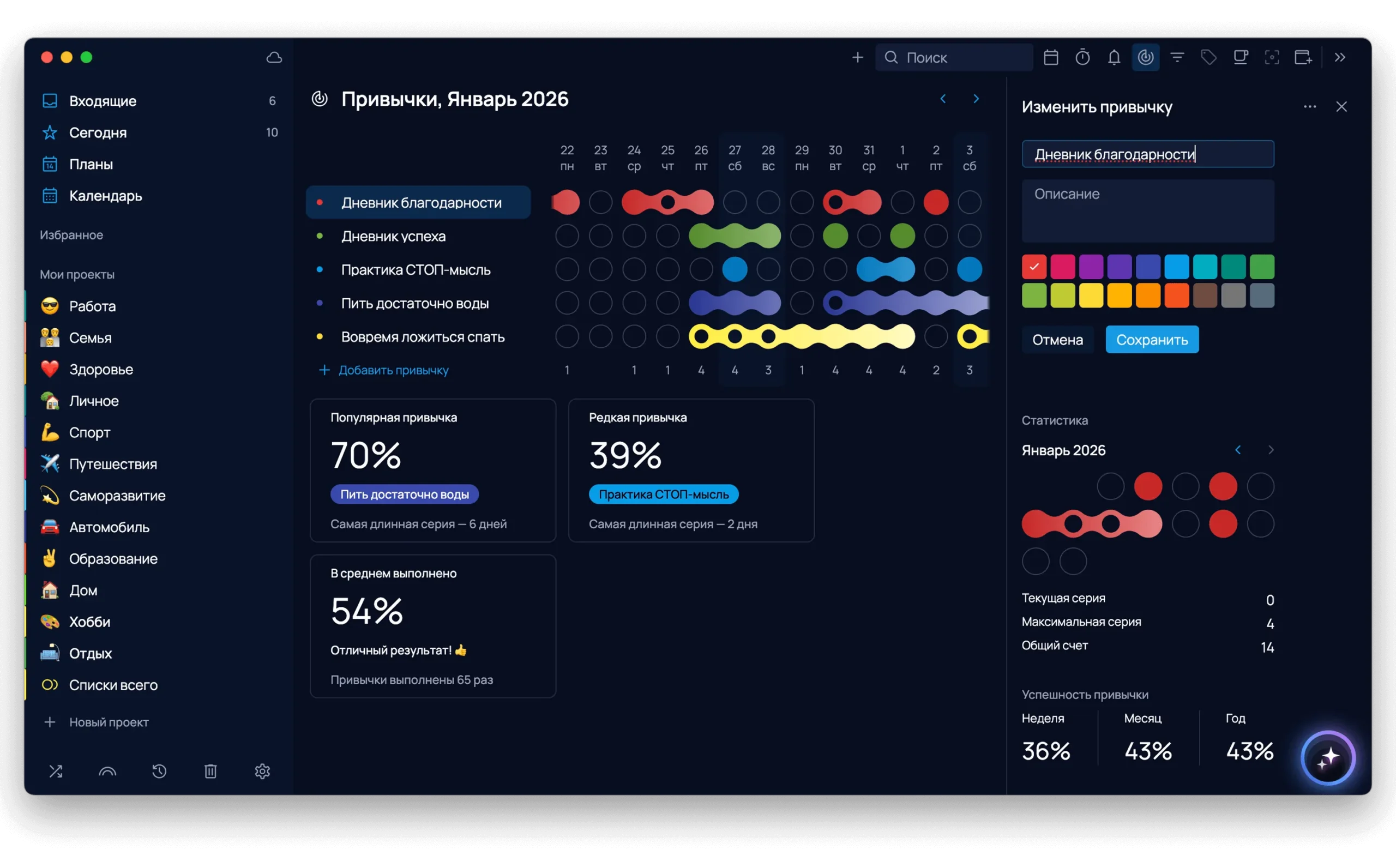 Привычки в SingularityApp