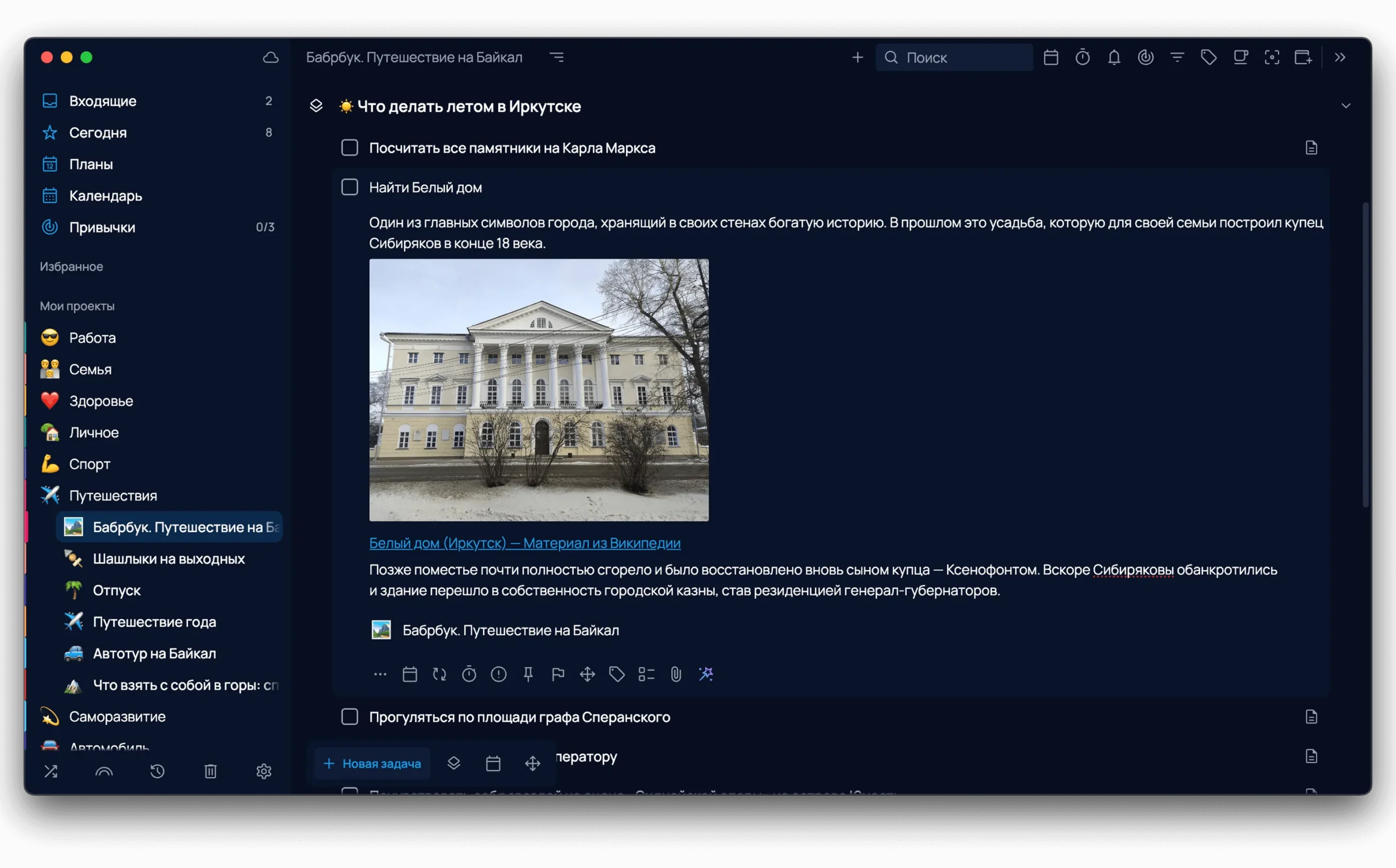 Развернутая задача в SingularityApp