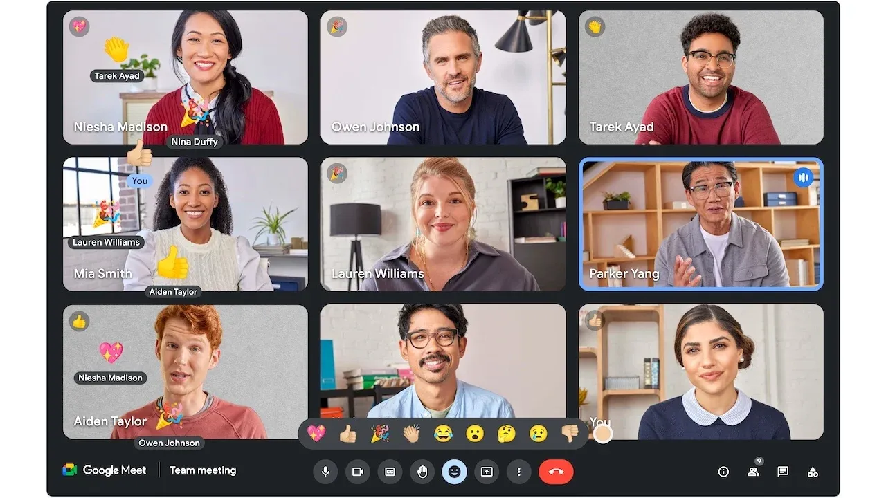 Интерфейс Google Meet