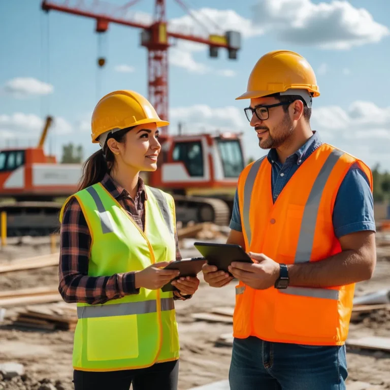 Строители обсуждают проект стройки